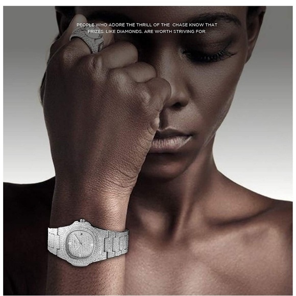 Unisex Crystal Watch Bling Stainless Steel Quartz - Picture 5 of 12